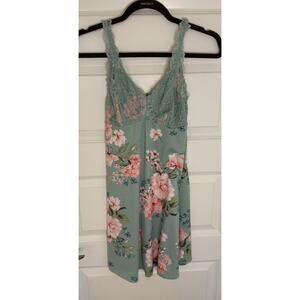 Flora Nikrooz Green Floral Lace Nightgown Slip Dress Small – Romantic Sleepwear
